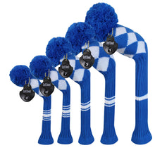 Load image into Gallery viewer, Scott Edward Knitted Golf Covers for Driver Wood,Fairway Wood and Hybrid Wood,Protect Golf Club from Scratches and Dust,Double Layers,Decorate Golf Bags,Blue White Argyles