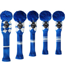 Load image into Gallery viewer, Scott Edward Knitted Golf Covers for Driver Wood,Fairway Wood and Hybrid Wood,Protect Golf Club from Scratches and Dust,Double Layers,Decorate Golf Bags,Blue White Argyles