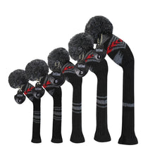 Load image into Gallery viewer, Scott Edward Knitted Golf Club Covers for Driver Wood,Fairway Wood and Hybrid Wood,Protect Golf Club from Scratches and Dust,Decorate Golf Bags with Maya Black Red Pattern