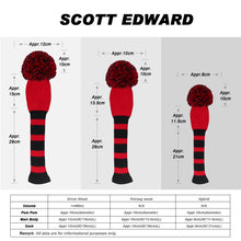 Load image into Gallery viewer, 2022 New Style Scott Edward Knitted Golf Covers for Driver Wood,Fairway Wood and Hybrid Wood,Protect Golf Club from Scratches and Dust,Decorate Golf Bags with Red Black Stripes