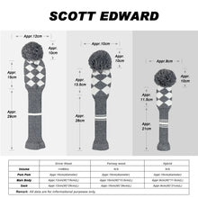 Load image into Gallery viewer, Scott Edward Golf Club Covers for Driver(460cc),Fairway and Hybrid,Grey White Argyles Elastic Yarn,Sung Fit for Golf Head with Pom Pom,Protect golf from Scratches and Dust