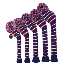Load image into Gallery viewer, 2022 Scott Edward Golf Club Knitted Headcovers for Driver(460cc),Fairway(3/5/7) and Hybrid(UT),Double Layers Acrylic Yarn, Three Fine Streak Pattern for Golfer Gifts, Purple Color