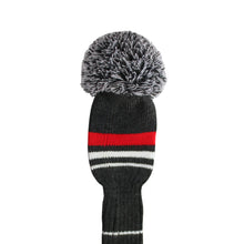 Load image into Gallery viewer, Scott Edward Golf Club Knitted Headcovers Double Layers Elastic Acrylic Yarn,Fluffy Pom Creativity Pattern for Golfer Gifts,Golf Club Protector- Classcial Red Warning Stripes for Driver(460cc),Fairway(3/5/7) and Hybrid(UT)