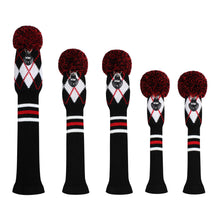 Load image into Gallery viewer, Scott Edward Golf Club Knitted Headcovers for Driver(460cc),Fairway(3/5/7) and Hybrid(UT),Double Layers Acrylic Yarn, Black White Red Argyle  Pattern for Golfer Gifts,Golf Club Protector