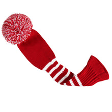 Load image into Gallery viewer, Scott Edward Golf Head Cover for Driver Wood,Fairway Wood,Hybrid Wood,Double Layer,Elastic Yarn,Fluffy Pom Snug for Golf Club and Decorate Golf Bags,Classic Style-Crimson White Stripes