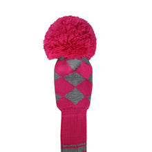 Load image into Gallery viewer, Scott Edward Knitted Golf Covers for Driver Wood,Fairway Wood and Hybrid Wood,Protect Golf Club from Scratches and Dust,Double Layers,Decorate Golf Bags,Rose Grey Argyles