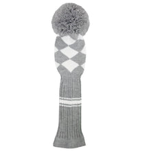 Load image into Gallery viewer, Scott Edward Golf Club Covers for Driver(460cc),Fairway and Hybrid,Grey White Argyles Elastic Yarn,Sung Fit for Golf Head with Pom Pom,Protect golf from Scratches and Dust