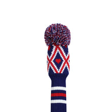 Load image into Gallery viewer, 2022 Scott Edward Golf Club Knitted Headcovers for Driver(460cc),Fairway(3/5/7) and Hybrid(UT),Double Layers Acrylic Yarn, Red H Blue White Grid Pattern for Golfer Gifts,Golf Club Protector