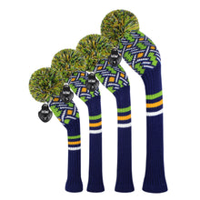 Load image into Gallery viewer, Scott Edward Golf Club Knitted Headcovers for Driver(460cc),Fairway(3/5/7) and Hybrid(UT),Double Layers Acrylic Yarn, Four Colors Styles Pattern for Golfer Gifts,Golf Club Protector