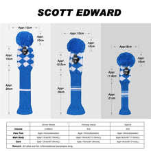 Load image into Gallery viewer, Scott Edward Knitted Golf Covers for Driver Wood,Fairway Wood and Hybrid Wood,Protect Golf Club from Scratches and Dust,Double Layers,Decorate Golf Bags,Blue White Argyles