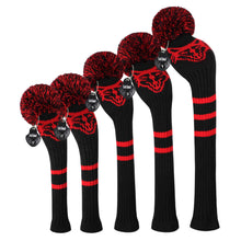 Load image into Gallery viewer, Scott Edward Golf Club Knitted Headcovers Double Layers Elastic Acrylic Yarn,Fluffy Pom Creativity Pattern for Golfer Gifts,Golf Club Protector- Cute Red Fox for Driver(460cc),Fairway(3/5/7) and Hybrid(UT)