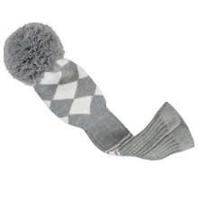 Load image into Gallery viewer, Scott Edward Golf Club Covers for Driver(460cc),Fairway and Hybrid,Grey White Argyles Elastic Yarn,Sung Fit for Golf Head with Pom Pom,Protect golf from Scratches and Dust