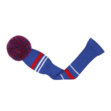 Load image into Gallery viewer, Scott Edward Golf Club Knitted Headcovers Double Layers Elastic Acrylic Yarn,Fluffy Pom Creativity Pattern for Golfer Gifts,Golf Club Protector-Navy Blue White Stripes for Driver(460cc),Fairway(3/5/7) and Hybrid(UT)