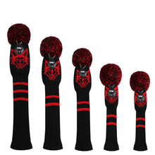 Load image into Gallery viewer, Scott Edward Golf Club Knitted Headcovers Double Layers Elastic Acrylic Yarn,Fluffy Pom Creativity Pattern for Golfer Gifts,Golf Club Protector- Cute Red Fox for Driver(460cc),Fairway(3/5/7) and Hybrid(UT)