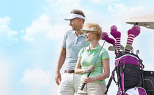 Load image into Gallery viewer, Scott Edward Purple White Stripes Golf Bag Head Cover Scene Map