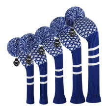Load image into Gallery viewer, Scott Edward Golf Club Knitted Headcovers for Driver(460cc),Fairway(3/5/7) and Hybrid(UT),Double Layers Acrylic Yarn,Fluffy Pom Creativity Pattern for Golfer Gifts,Golf Club Protector