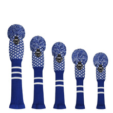 Load image into Gallery viewer, Scott Edward Golf Club Knitted Headcovers for Driver(460cc),Fairway(3/5/7) and Hybrid(UT),Double Layers Acrylic Yarn,Fluffy Pom Creativity Pattern for Golfer Gifts,Golf Club Protector