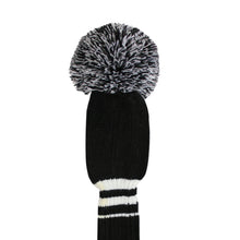 Load image into Gallery viewer, Scott Edward Golf Club Knitted Headcovers Double Layers Elastic Acrylic Yarn,Fluffy Pom Creativity Pattern for Golfer Gifts,Golf Club Protector-for Driver(460cc),Fairway(3/5/7) and Hybrid(UT)-White Black Stripes