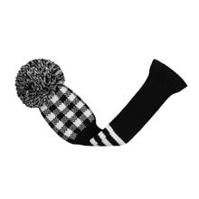 Load image into Gallery viewer, Scott Edward Golf Club Knitted Headcovers Double Layers Elastic Acrylic Yarn,Fluffy Pom Creativity Pattern for Golfer Gifts,Golf Club Protector- Black White Plaid for Driver(460cc),Fairway(3/5/7) and Hybrid(UT)
