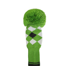 Load image into Gallery viewer, Scott Edward Knitted Golf Covers for Driver Wood,Fairway Wood and Hybrid Wood,Protect Golf Club from Scratches and Dust,Double Layers,Decorate Golf Bags,Green Grey Argyles