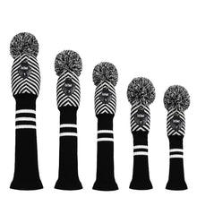 Load image into Gallery viewer, Scott Edward Knitted Golf Covers for Driver Wood,Fairway Wood and Hybrid Wood,Protect Golf Club from Scratches and Dust,Double Layers,Decorate Golf Bags, Black White Twill Pattern