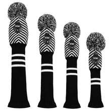 Load image into Gallery viewer, Scott Edward Knitted Golf Covers for Driver Wood,Fairway Wood and Hybrid Wood,Protect Golf Club from Scratches and Dust,Double Layers,Decorate Golf Bags, Black White Twill Pattern