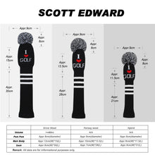 Load image into Gallery viewer, 2022 New Style Scott Edward Knitted Golf Covers for Driver Wood,Fairway Wood and Hybrid Wood,Protect Golf Club from Scratches and Dust,Decorate Golf Bags with Love Heart