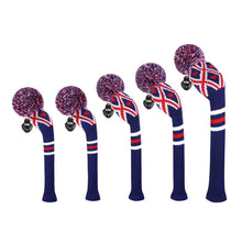 Load image into Gallery viewer, 2022 Scott Edward Golf Club Knitted Headcovers for Driver(460cc),Fairway(3/5/7) and Hybrid(UT),Double Layers Acrylic Yarn, Red H Blue White Grid Pattern for Golfer Gifts,Golf Club Protector
