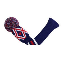 Load image into Gallery viewer, 2022 Scott Edward Golf Club Knitted Headcovers for Driver(460cc),Fairway(3/5/7) and Hybrid(UT),Double Layers Acrylic Yarn, Red H Blue White Grid Pattern for Golfer Gifts,Golf Club Protector