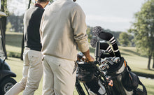 Load image into Gallery viewer, Scott Edward Golf Club Knitted Headcovers Double Layers Elastic Acrylic Yarn,Fluffy Pom Creativity Pattern for Golfer Gifts,Golf Club Protector-for Driver(460cc),Fairway(3/5/7) and Hybrid(UT)-White Black Stripes