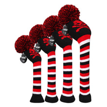 Load image into Gallery viewer, Scott Edward Golf Club Knitted Headcovers Double Layers Elastic Acrylic Yarn,Fluffy Pom Creativity Pattern for Golfer Gifts,Golf Club Protector- Skull Pattern for Driver(460cc),Fairway(3/5/7) and Hybrid(UT)