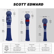 Load image into Gallery viewer, Scott Edward Knitted Golf Covers for Driver Wood,Fairway Wood and Hybrid Wood,Protect Golf Club from Scratches and Dust,Double Layers,Decorate Golf Bags,  Belle Tips Pattern