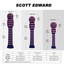 Load image into Gallery viewer, 2022 Scott Edward Golf Club Knitted Headcovers for Driver(460cc),Fairway(3/5/7) and Hybrid(UT),Double Layers Acrylic Yarn, Three Fine Streak Pattern for Golfer Gifts, Purple Color