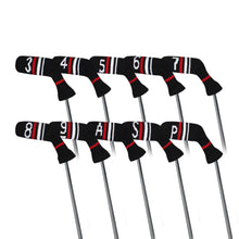 Load image into Gallery viewer, Scott Edward 10 Pcs Golf Iron Head Covers Cuteness and Basically Socks Shape Washable & Durable Golf Club Head Protector-Red Warning