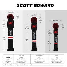 Load image into Gallery viewer, 2022 New Style Scott Edward Knitted Golf Covers for Driver Wood,Fairway Wood and Hybrid Wood,Protect Golf Club from Scratches and Dust,Decorate Golf Bags with Red Spider Pattern