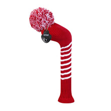 Load image into Gallery viewer, Scott Edward Golf Head Cover for Driver Wood,Fairway Wood,Hybrid Wood,Double Layer,Elastic Yarn,Fluffy Pom Snug for Golf Club and Decorate Golf Bags,Classic Style-Crimson White Stripes