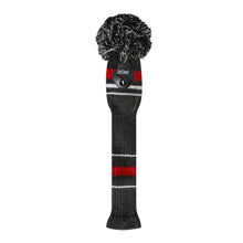 Load image into Gallery viewer, Scott Edward Golf Club Knitted Headcovers Double Layers Elastic Acrylic Yarn,Fluffy Pom Creativity Pattern for Golfer Gifts,Golf Club Protector- Classcial Red Warning Stripes for Driver(460cc),Fairway(3/5/7) and Hybrid(UT)