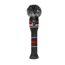 Load image into Gallery viewer, Scott Edward Golf Club Knitted Headcovers Double Layers Elastic Acrylic Yarn,Fluffy Pom Creativity Pattern for Golfer Gifts,Golf Club Protector- Classcial Red Warning Stripes for Driver(460cc),Fairway(3/5/7) and Hybrid(UT)