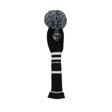 Load image into Gallery viewer, Scott Edward Golf Club Knitted Headcovers Double Layers Elastic Acrylic Yarn,Fluffy Pom Creativity Pattern for Golfer Gifts,Golf Club Protector-for Driver(460cc),Fairway(3/5/7) and Hybrid(UT)-White Black Stripes