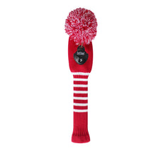 Load image into Gallery viewer, Scott Edward Golf Head Cover for Driver Wood,Fairway Wood,Hybrid Wood,Double Layer,Elastic Yarn,Fluffy Pom Snug for Golf Club and Decorate Golf Bags,Classic Style-Crimson White Stripes