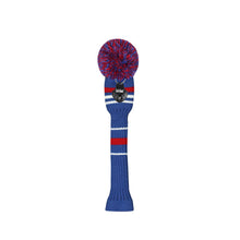 Load image into Gallery viewer, Scott Edward Golf Club Knitted Headcovers Double Layers Elastic Acrylic Yarn,Fluffy Pom Creativity Pattern for Golfer Gifts,Golf Club Protector-Navy Blue White Stripes for Driver(460cc),Fairway(3/5/7) and Hybrid(UT)