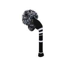 Load image into Gallery viewer, Scott Edward Golf Club Knitted Headcovers Double Layers Elastic Acrylic Yarn,Fluffy Pom Creativity Pattern for Golfer Gifts,Golf Club Protector-for Driver(460cc),Fairway(3/5/7) and Hybrid(UT)-White Black Stripes