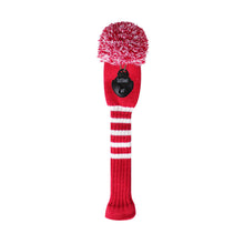 Load image into Gallery viewer, Scott Edward Golf Head Cover for Driver Wood,Fairway Wood,Hybrid Wood,Double Layer,Elastic Yarn,Fluffy Pom Snug for Golf Club and Decorate Golf Bags,Classic Style-Crimson White Stripes