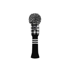 Load image into Gallery viewer, Scott Edward Golf Club Knitted Headcovers Double Layers Elastic Acrylic Yarn,Fluffy Pom Creativity Pattern for Golfer Gifts,Golf Club Protector- Black White Plaid for Driver(460cc),Fairway(3/5/7) and Hybrid(UT)