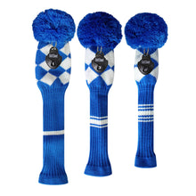 Load image into Gallery viewer, Scott Edward Knitted Golf Covers for Driver Wood,Fairway Wood and Hybrid Wood,Protect Golf Club from Scratches and Dust,Double Layers,Decorate Golf Bags,Blue White Argyles