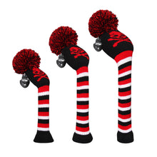 Load image into Gallery viewer, Scott Edward Golf Club Knitted Headcovers Double Layers Elastic Acrylic Yarn,Fluffy Pom Creativity Pattern for Golfer Gifts,Golf Club Protector- Skull Pattern for Driver(460cc),Fairway(3/5/7) and Hybrid(UT)