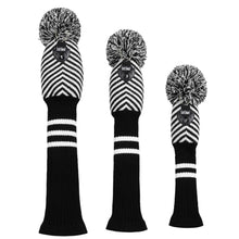 Load image into Gallery viewer, Scott Edward Knitted Golf Covers for Driver Wood,Fairway Wood and Hybrid Wood,Protect Golf Club from Scratches and Dust,Double Layers,Decorate Golf Bags, Black White Twill Pattern