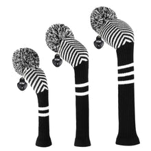 Load image into Gallery viewer, Scott Edward Knitted Golf Covers for Driver Wood,Fairway Wood and Hybrid Wood,Protect Golf Club from Scratches and Dust,Double Layers,Decorate Golf Bags, Black White Twill Pattern