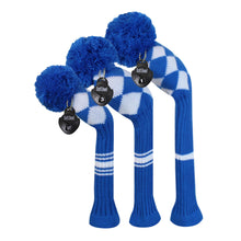 Load image into Gallery viewer, Scott Edward Knitted Golf Covers for Driver Wood,Fairway Wood and Hybrid Wood,Protect Golf Club from Scratches and Dust,Double Layers,Decorate Golf Bags,Blue White Argyles