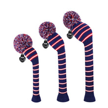 Load image into Gallery viewer, 2022 Scott Edward Golf Club Knitted Headcovers for Driver(460cc),Fairway(3/5/7) and Hybrid(UT),Double Layers Acrylic Yarn, Three Fine Streak Pattern for Golfer Gifts, Purple Color